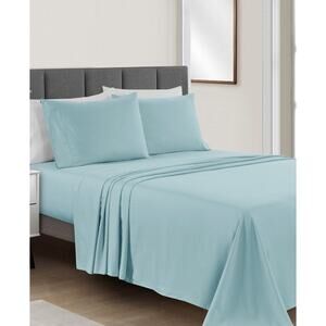 Fairfield Square Aqua Blue Microfiber Easy Care Solid 4-Pc Queen Sheet Set
